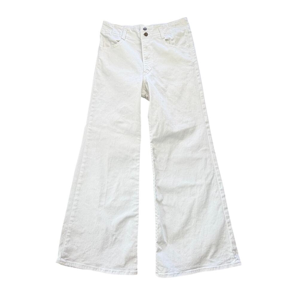 Levi’s White Ribcage Bell Flare Boho Summer Retro Classic Western Denim Jeans